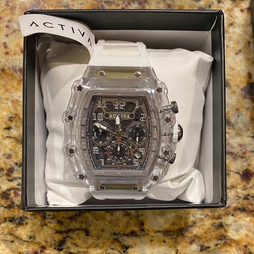 Activa x Invicta White Watch with Skeleton Dial